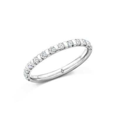 Prsten s kulatým briliantem Bar Set Half Eternity Ring ze 14karátového bílého zlata