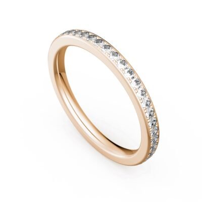 Bead Set Round Brilliant Diamond Eternity Ring in 14k Rose Gold