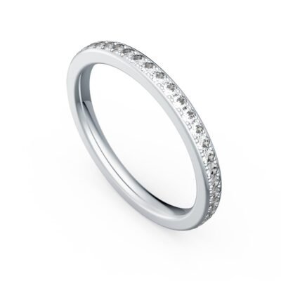 Bead Set Round Brilliant Diamond Eternity Ring in 14k White Gold
