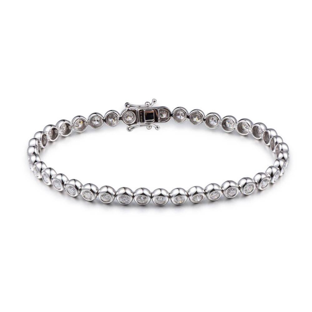 Bezel Set Diamond Tennis Bracelet in 14k White Gold