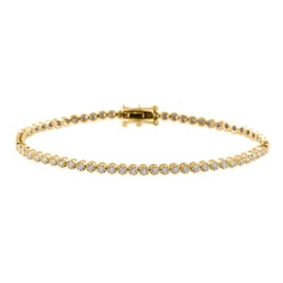 Bezel Set Diamond Tennis Bracelet in 14k Yellow Gold with Milgrain