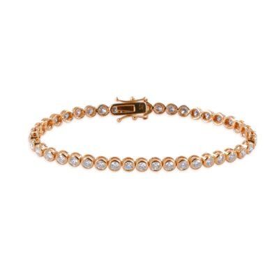 Bezel Set Diamond Tennis Bracelet in 18k Rose Gold