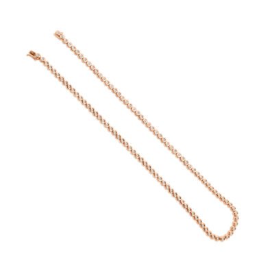 Bezel Set Diamond Tennis Necklace in 14k Rose Gold