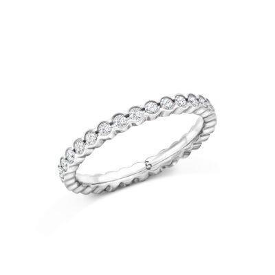 Bezel Set Round Brilliant Diamond Eternity Ring in 14k White Gold