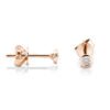 Boucles d'oreilles solitaires en or rose 14k avec diamants ronds et brillants sertis sur chaton