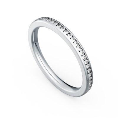 Channel Set Round Brilliant Diamond Eternity Ring in 14k White Gold