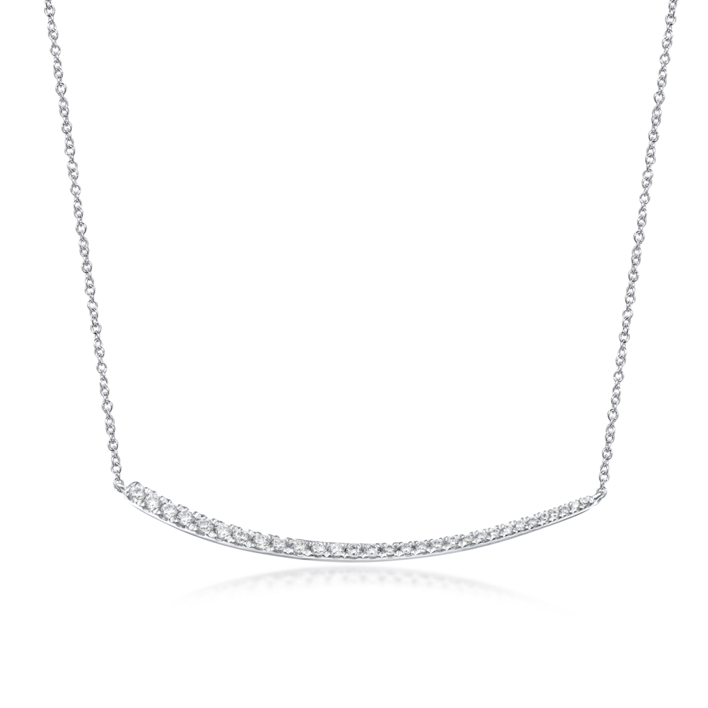 Diamond Bar Necklace in 14k White Gold