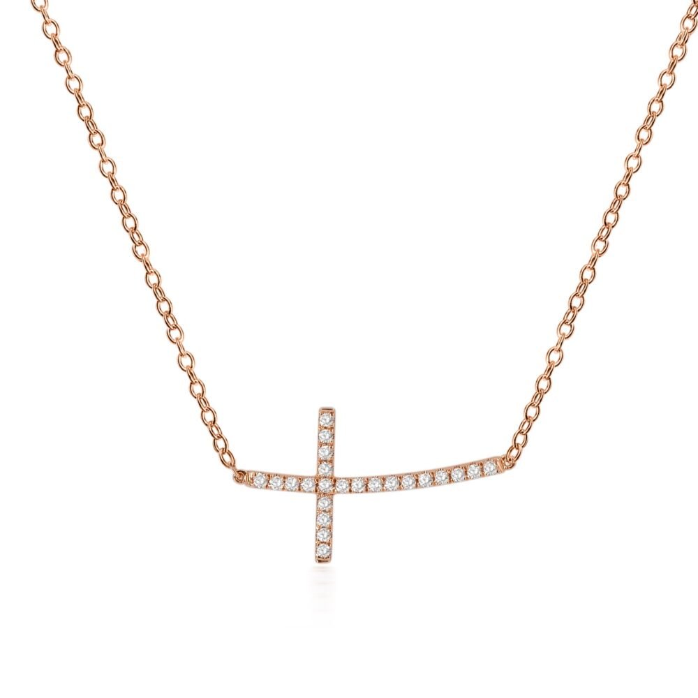 Timantti Cross kaulakoru 14k Rose Gold