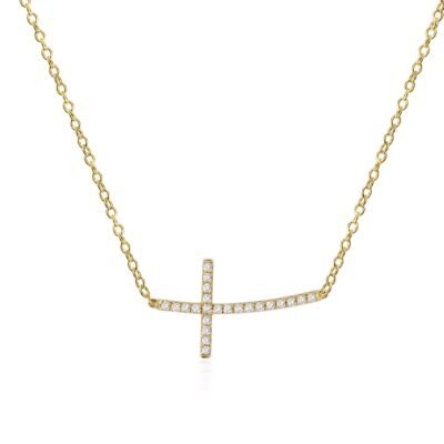 Ogrlica z diamantnim križem iz 14-karatnega rumenega zlata