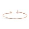 Diamond Cross Open Bangle Bracelet in 14k Rose Gold