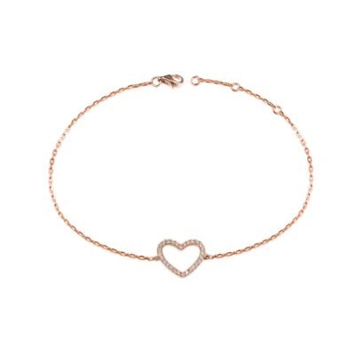 Diamond Heart Bracelet in 14k Rose Gold