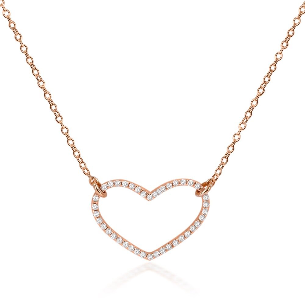 Diamant-Herz-Halskette aus 14K Rose Gold