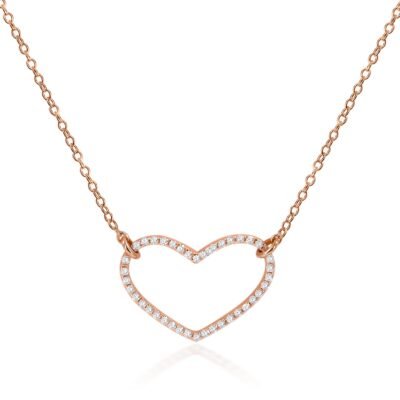 Diamantový náhrdelník srdce zo 14-karátového ružového zlata