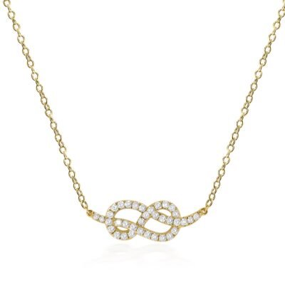 Diamantový náhrdelník Infinity Knot zo 14 karátového žltého zlata