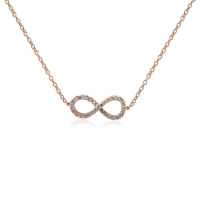 Diamantový náhrdelník Infinity zo 14-karátového ružového zlata