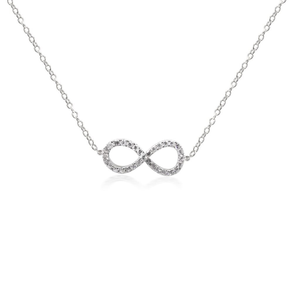 Diamond Infinity Necklace in 14k White Gold