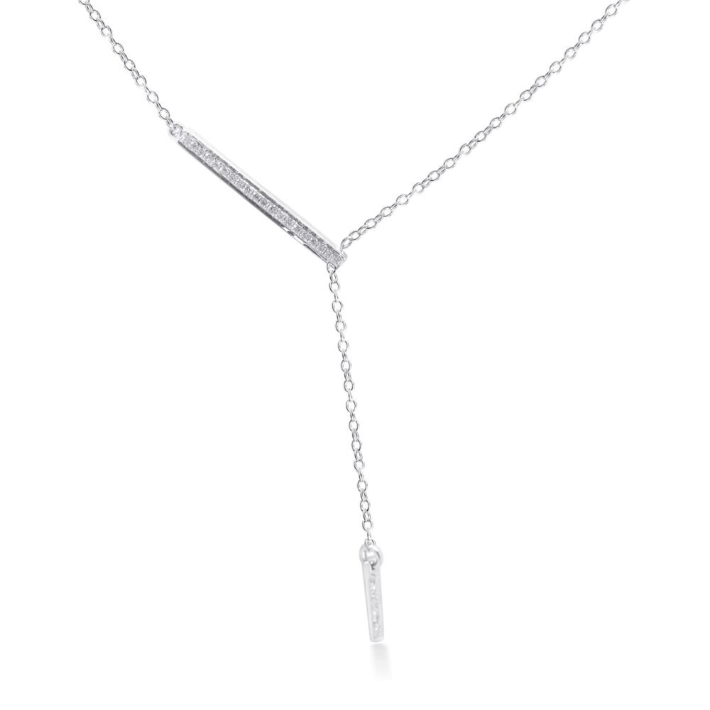 Colar Lariat de Diamantes em Ouro Branco 14k