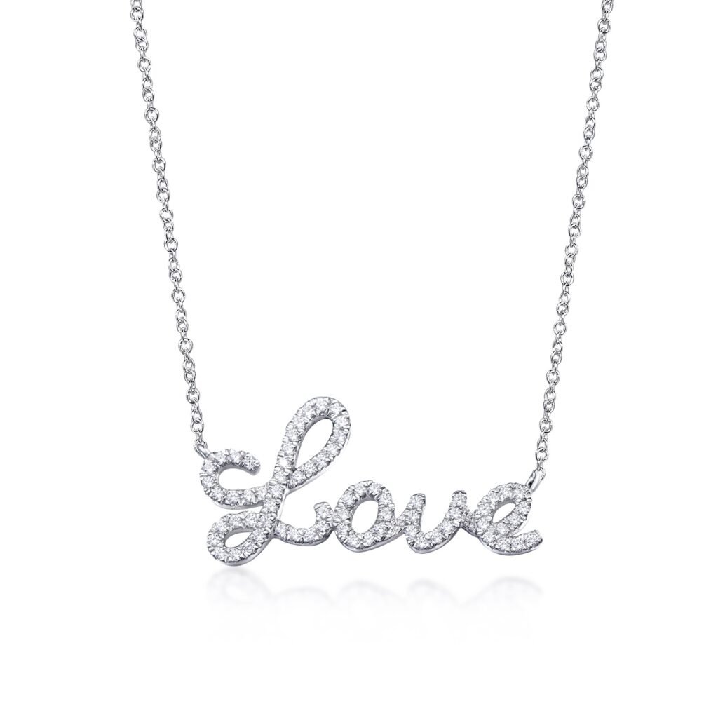 Diamond Love Necklace in 14k White Gold