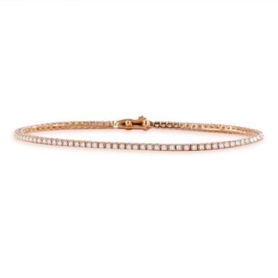 Bracelet tennis en or rose 14k avec diamants