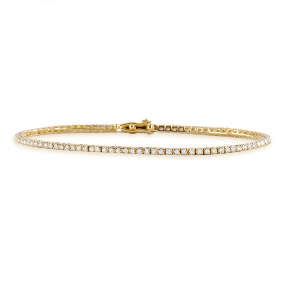 Bracelet de tennis en or jaune 14k avec diamants