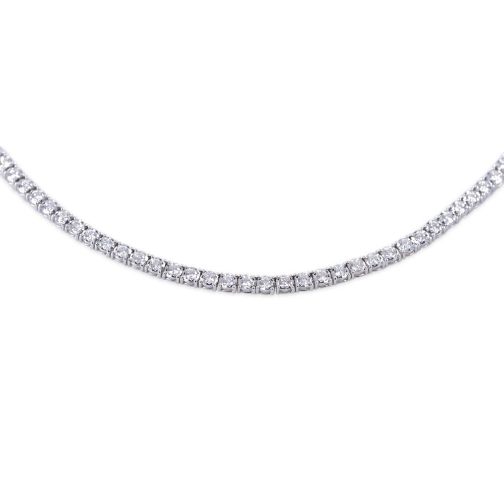 Diamond Tennis Necklace in 18k White Gold