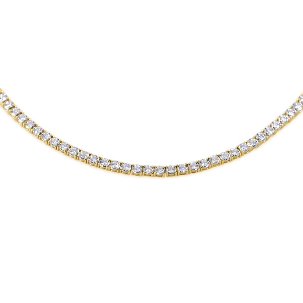 Diamantový tenisový náhrdelník z 18karátového žlutého zlata