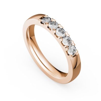 Five Stone Round Brilliant Diamond Eternity Ring in 14k Rose Gold