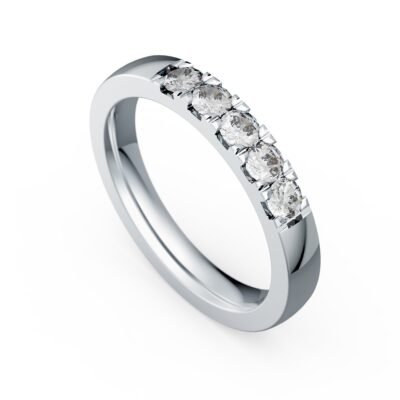 Five Stone Round Brilliant Diamond Eternity Ring in 14k White Gold