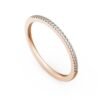 French Pavé Set Round Brilliant Diamond Half Eternity Thin Ring in 14k Rose Gold