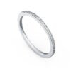 French Pavé Set Round Brilliant Diamond Half Eternity Thin Ring in 14k White Gold