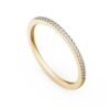 French Pavé Set Round Brilliant Diamond Half Eternity Thin Ring in 14k Yellow Gold