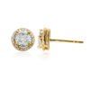 Halo Floating Cluster Diamond Stud Earrings in 14k Yellow Gold