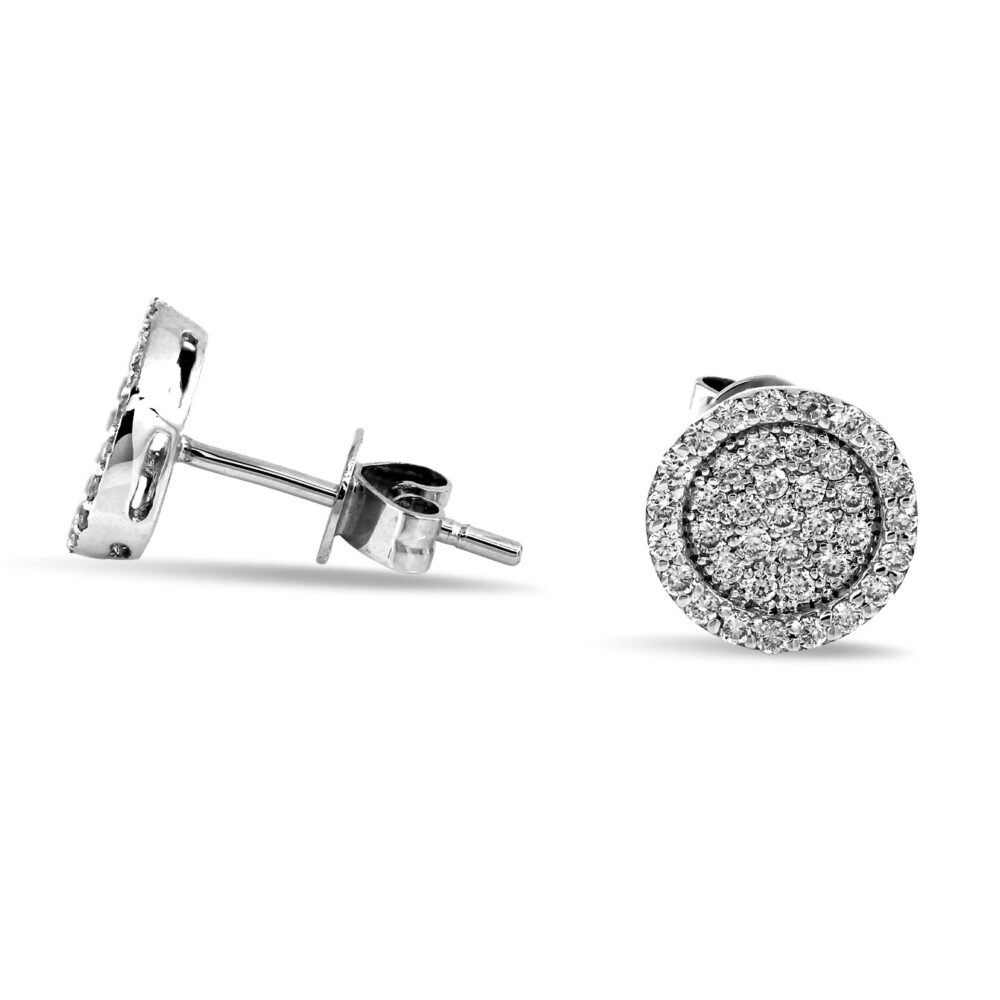 Halo Round Brilliant Diamond Cluster Stud Earrings i 14 k hvidguld