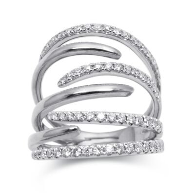 Multi Row Open Wrap Diamond Ring in 14k White Gold