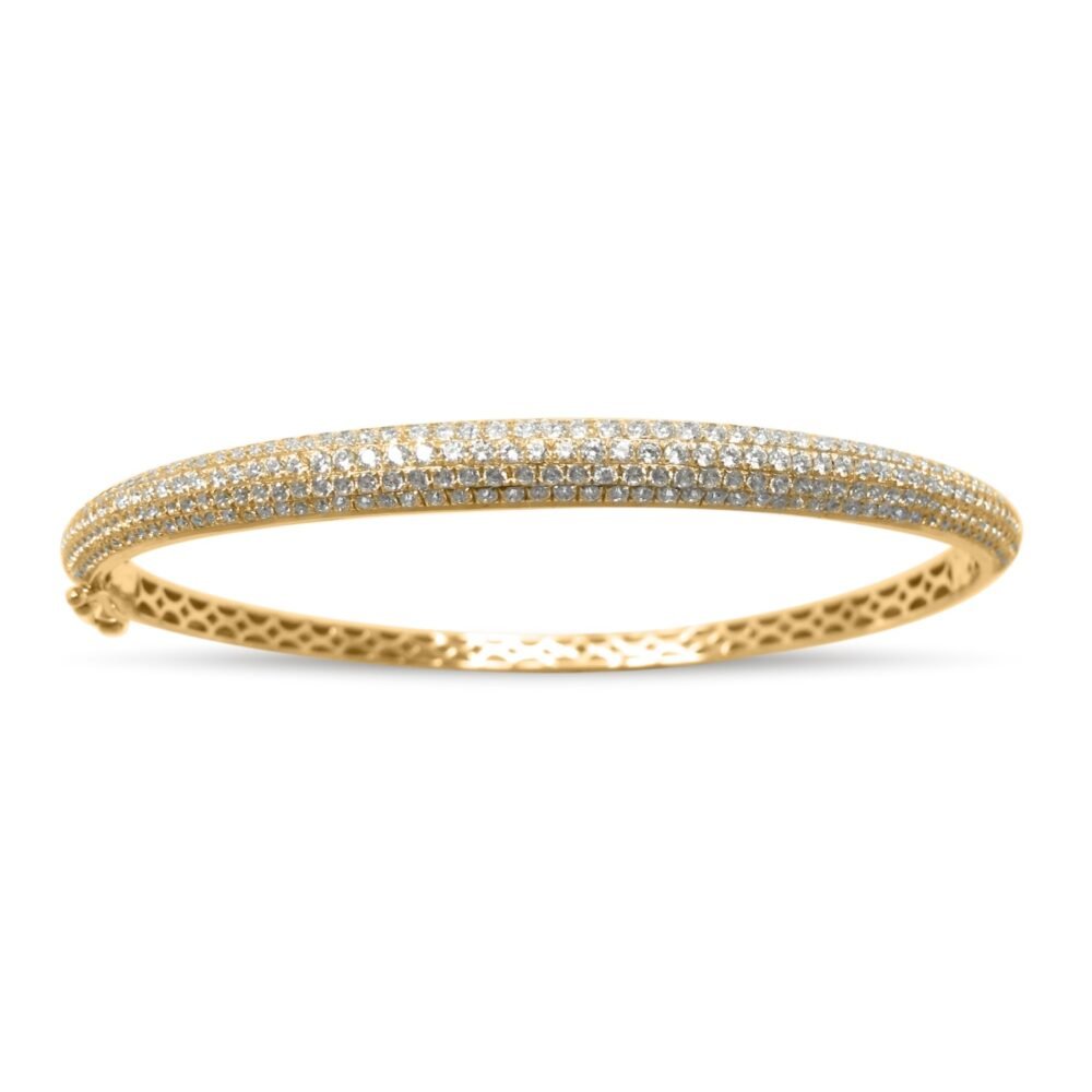 Multi Row Pavé Diamond Bangle Bracelet in 14k Yellow Gold