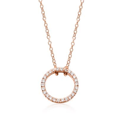 Diamantový náhrdelník s otvoreným kruhom zo 14-karátového ružového zlata