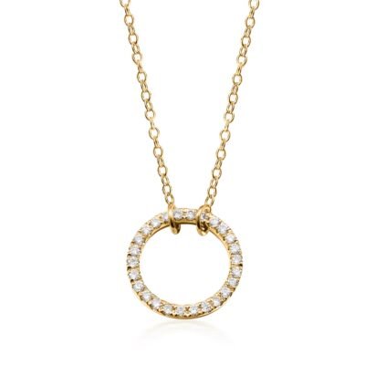 Open Circle Diamond Necklace in 14k Yellow Gold