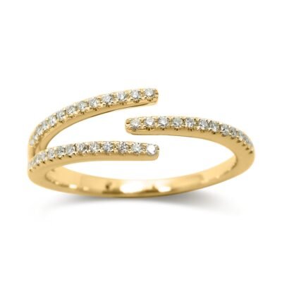 Open Wrap kerek briliáns gyémánt gyűrű 14k sárga aranyból