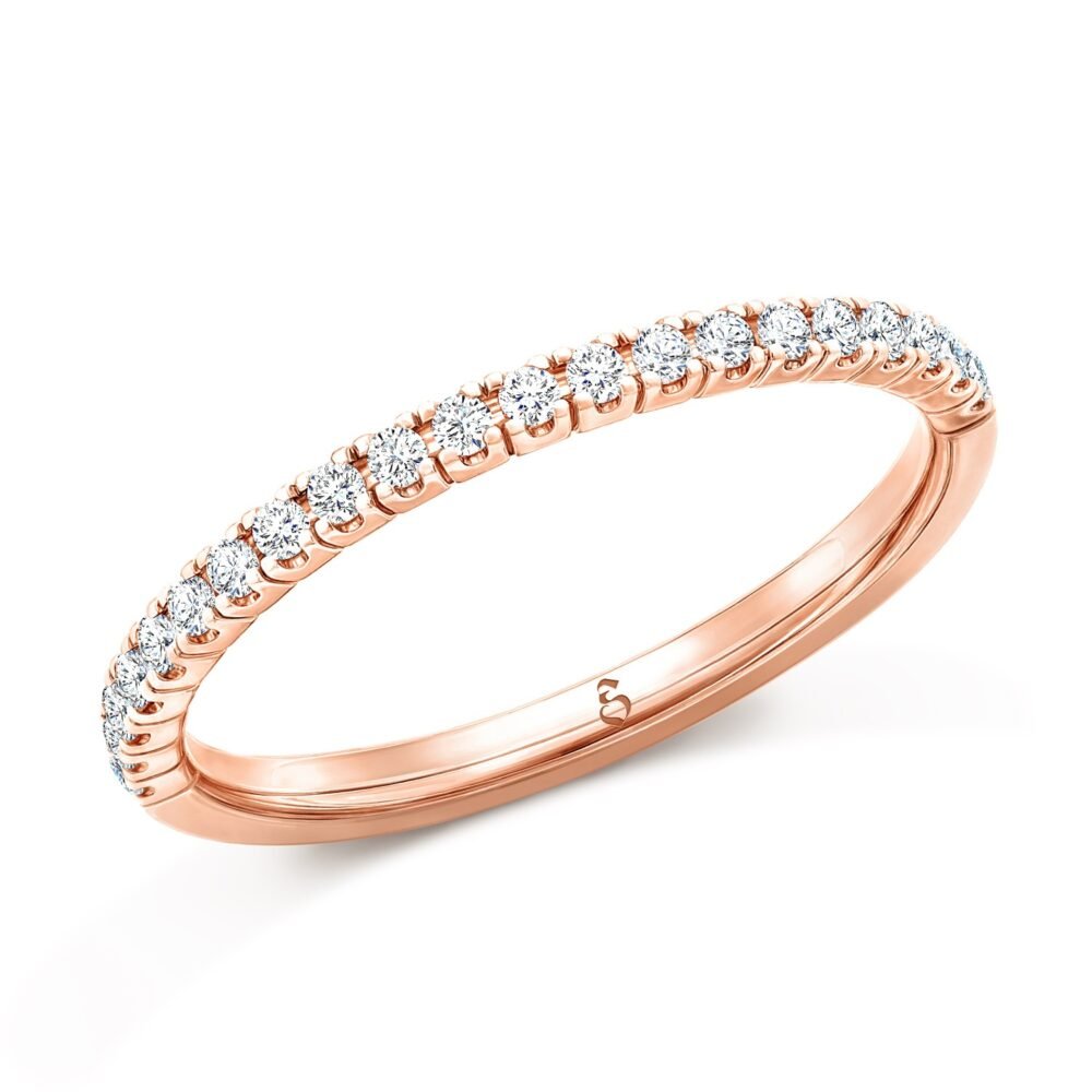 Prong Set Round Brilliant Diamond Half Eternity Ring in 14k Rose Gold