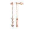 Round Brilliant Diamond Chain Drop Cluster Stud Earrings in 14k Rose Gold