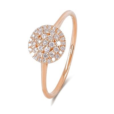 Στρογγυλό δαχτυλίδι με διαμάντια σε ροζ χρυσό 14 καρατίων