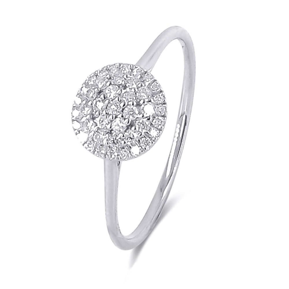 Round Brilliant Diamond Cluster Ring in 14k White Gold