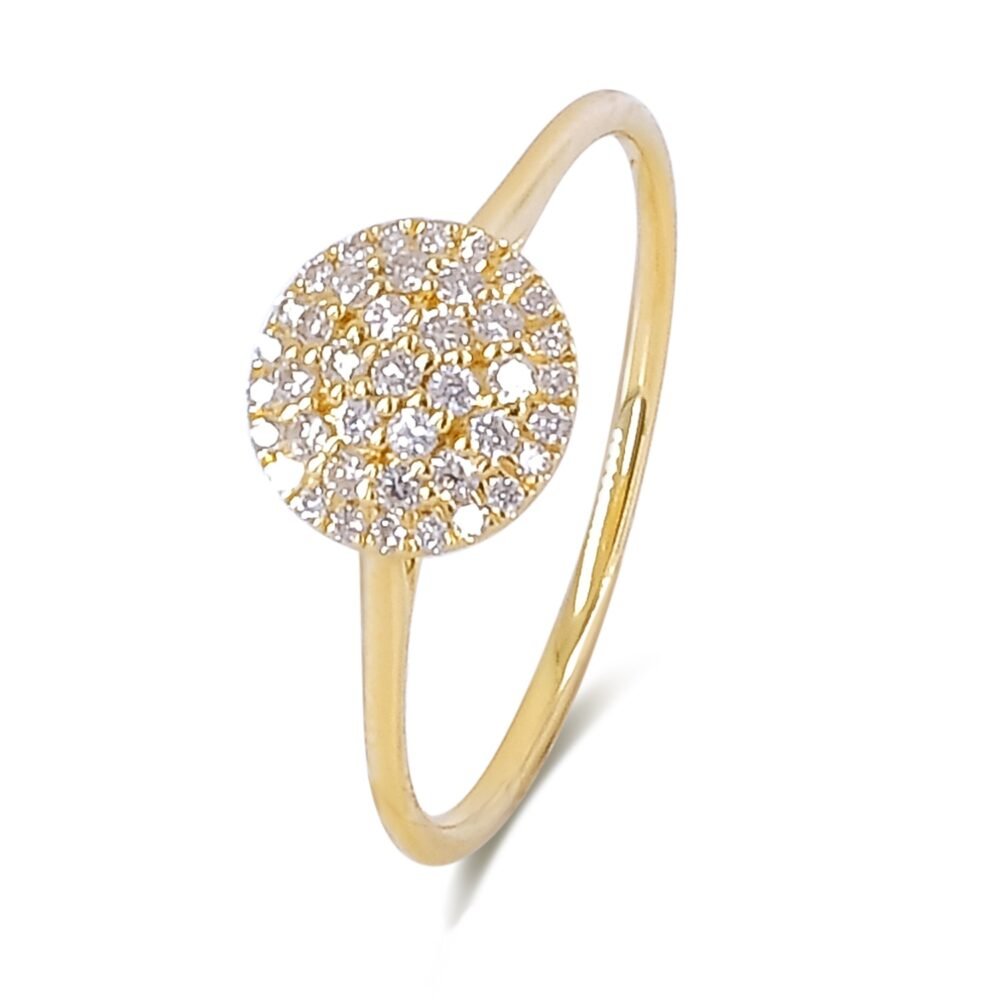 Round Brilliant Diamond Cluster Ring in 14k Yellow Gold