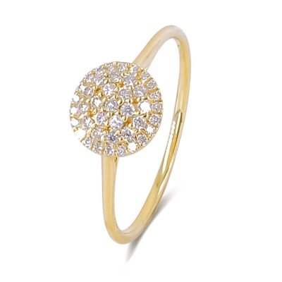 Στρογγυλό δαχτυλίδι με διαμάντια από κίτρινο χρυσό 14 καρατίων
