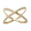 Round Brilliant Diamond Criss Cross Ring in 14k Yellow Gold