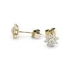 Rond Briljant Diamant Bloem Cluster Stud Oorbellen in 14k Geelgoud