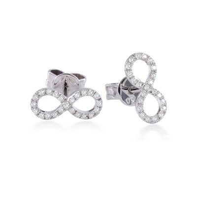 Boucles d'oreilles Infinity en or blanc 14k avec diamants ronds et brillants