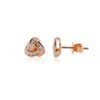 Round Brilliant Diamond Love Knot Stud Earrings in 14k Rose Gold