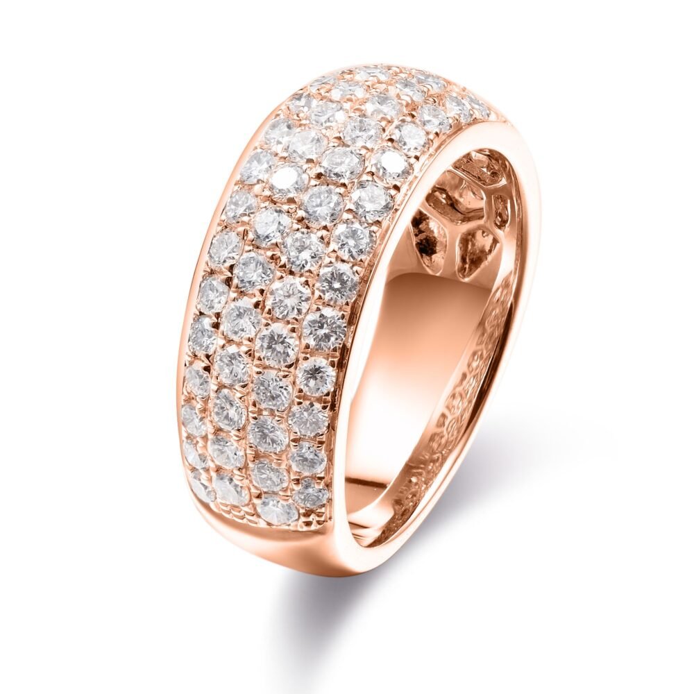 Round Brilliant Diamond Pavé Ring in 14k Rose Gold