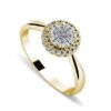 Bague en or jaune 14k avec diamants ronds, brillants, en halo, princesses et marquises